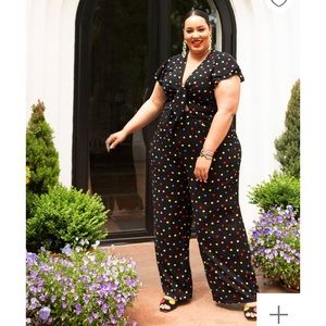 ELOQUII Rainbow Dot Flounce Sleeve Jumpsuit NWT Sz 14